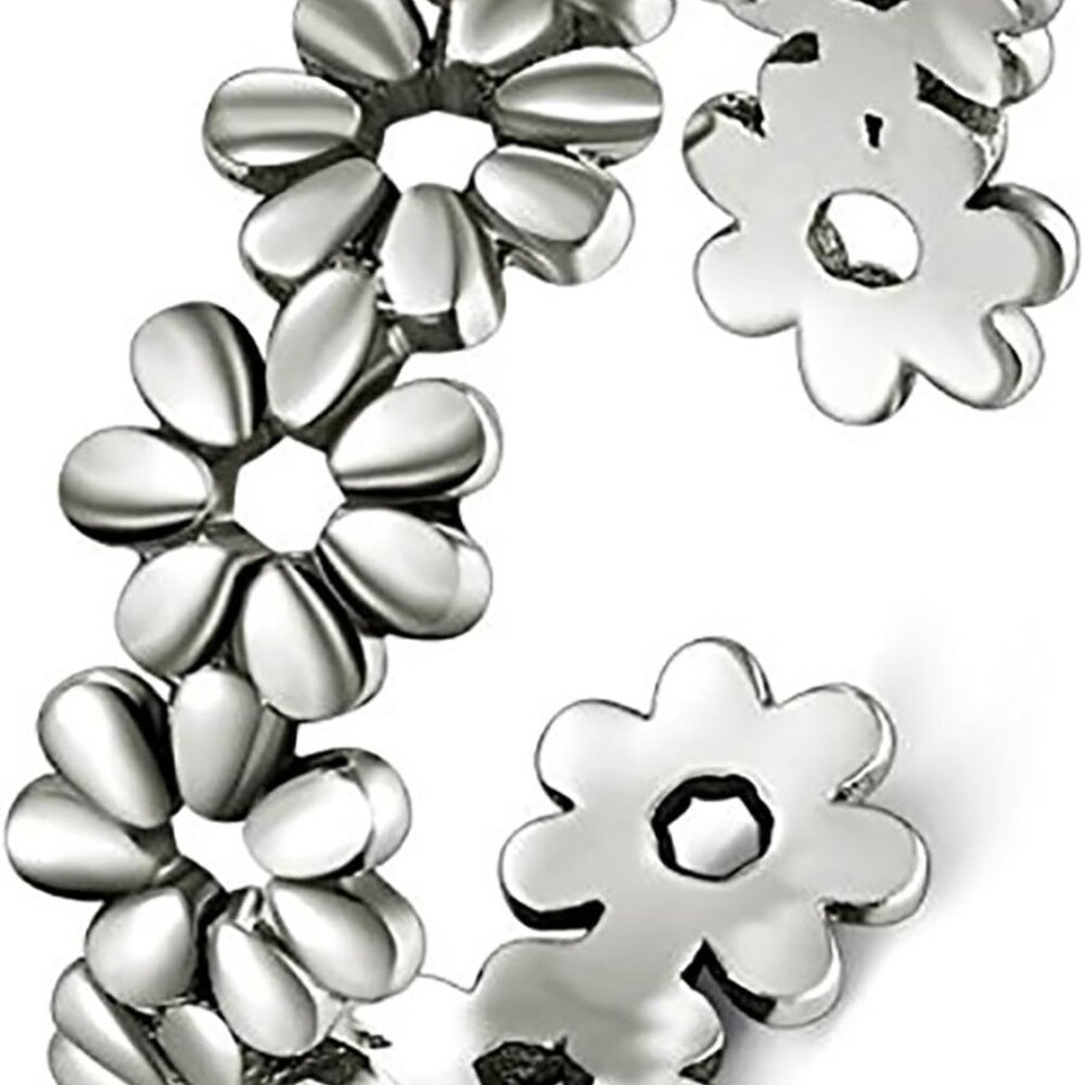Toe Rings  Flower Hawaiian Leaf Sterling Silver Band Ring  Stylish Toe Rings F